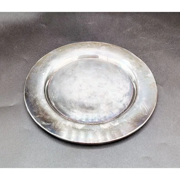 Vintage Dessert Bread Plate Wm. A. Rogers 6" Silverplate Monogrammed “K” Tarnish - Picture 1 of 13